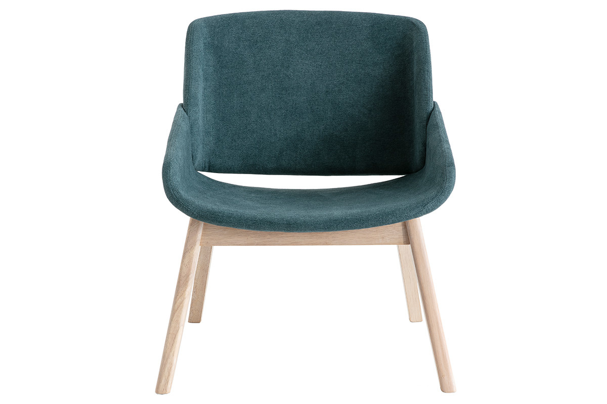 Poltrona scandinava effetto velluto blu-verde WILLY