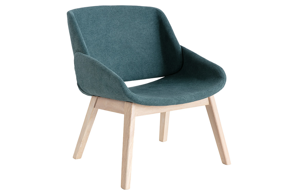 Poltrona scandinava effetto velluto blu-verde WILLY