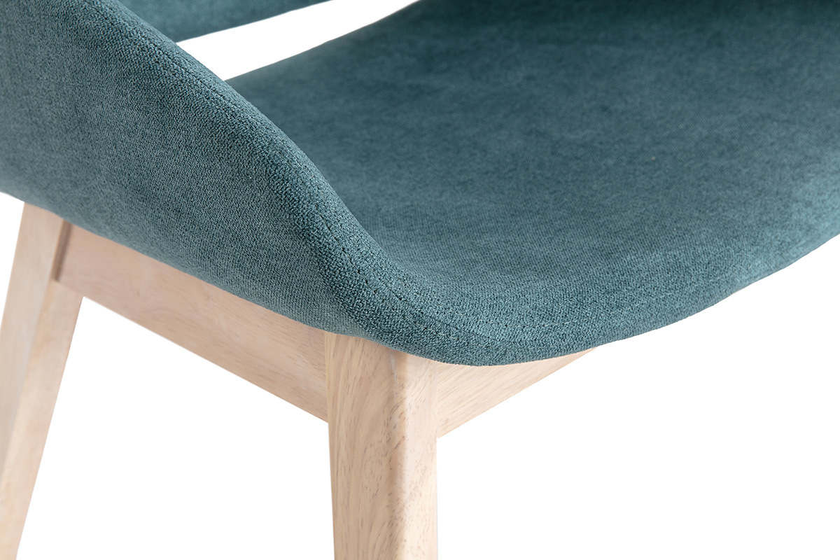 Poltrona scandinava effetto velluto blu-verde WILLY