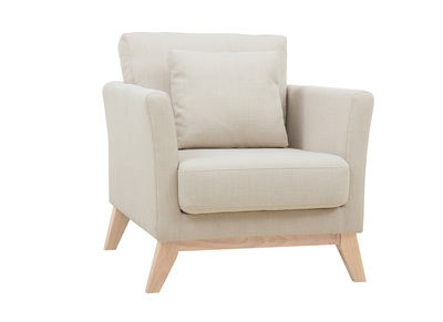 Poltrona scandinava effetto velluto color beige OSLO