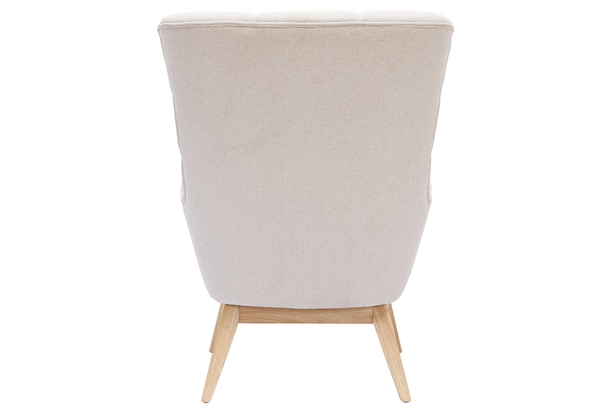 Poltrona scandinava effetto velluto colore naturale e legno BRODY