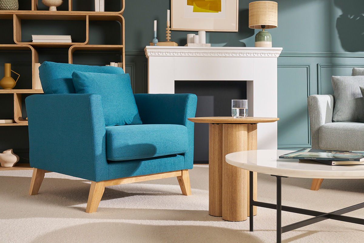 Poltrona scandinava foglia di t piedi in legno chiaro OSLO
