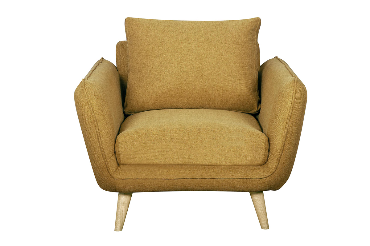 Poltrona scandinava giallo cumino e legno CREEP