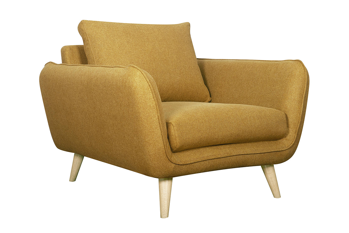 Poltrona scandinava giallo cumino e legno CREEP