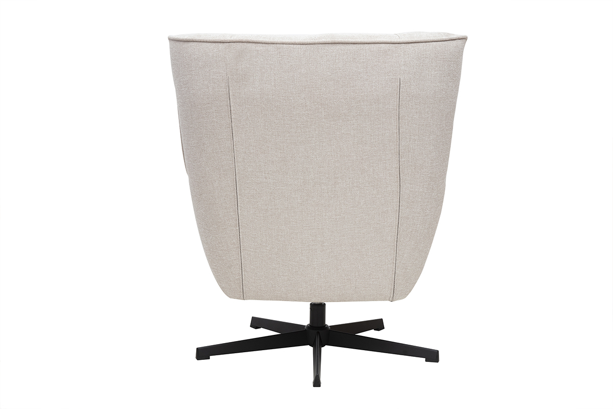 Poltrona scandinava girevole in tessuto effetto velluto testurato beige e metallo AVERY