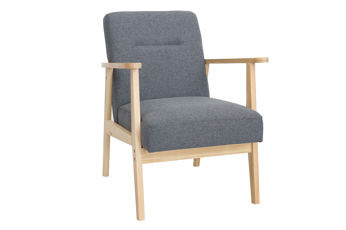 Poltrona scandinava grigia e legno chiaro ABYSS
