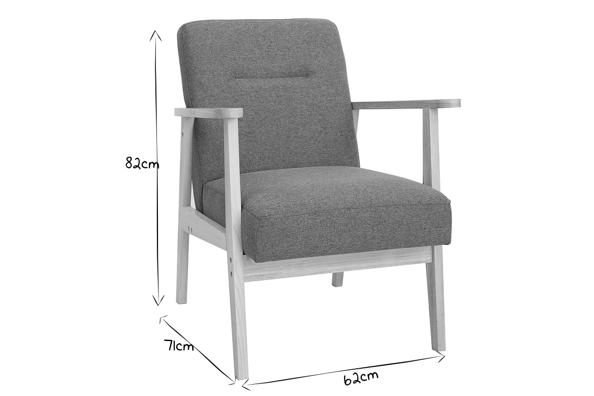 Poltrona scandinava grigia e legno chiaro ABYSS