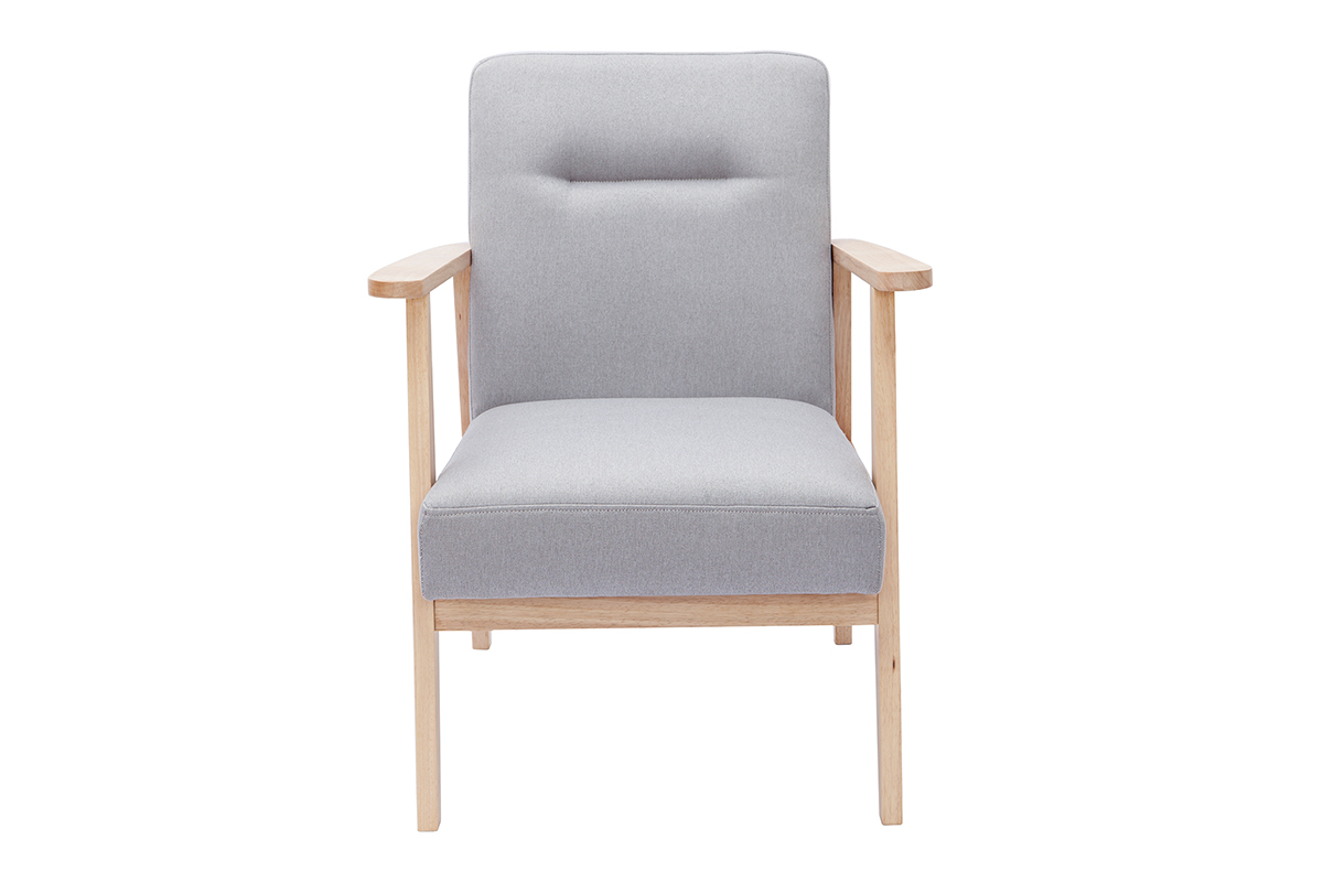 Poltrona scandinava grigio chiaro e legno ABYSS