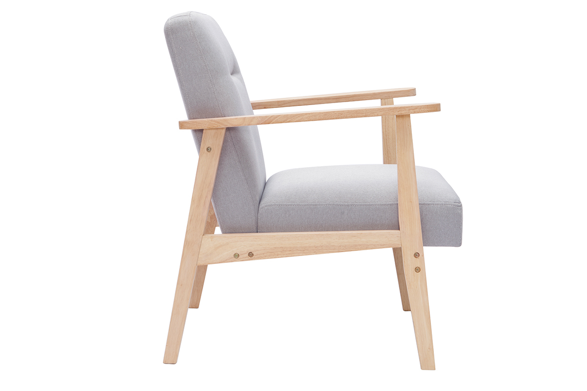 Poltrona scandinava grigio chiaro e legno ABYSS