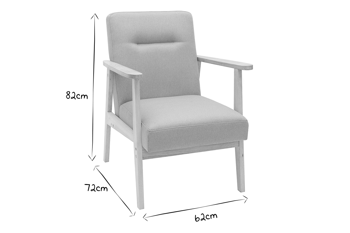 Poltrona scandinava grigio chiaro e legno ABYSS