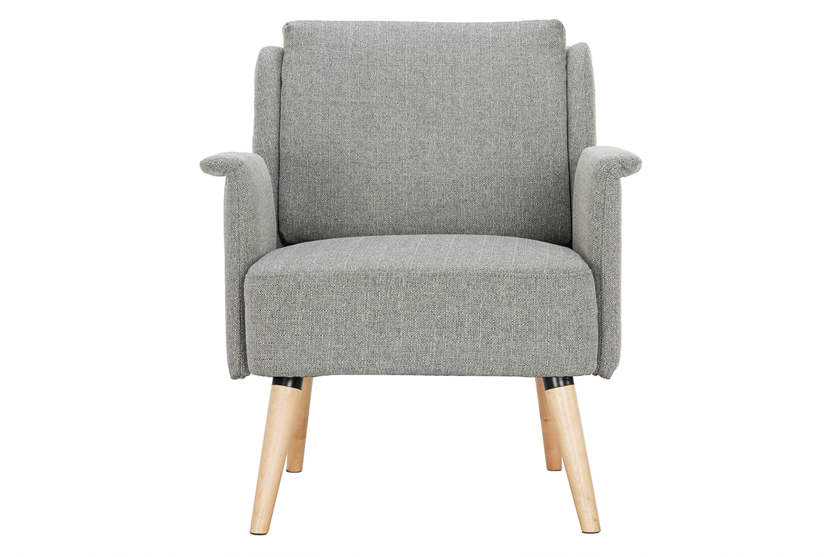 Poltrona scandinava grigio chiaro e legno AEOLA