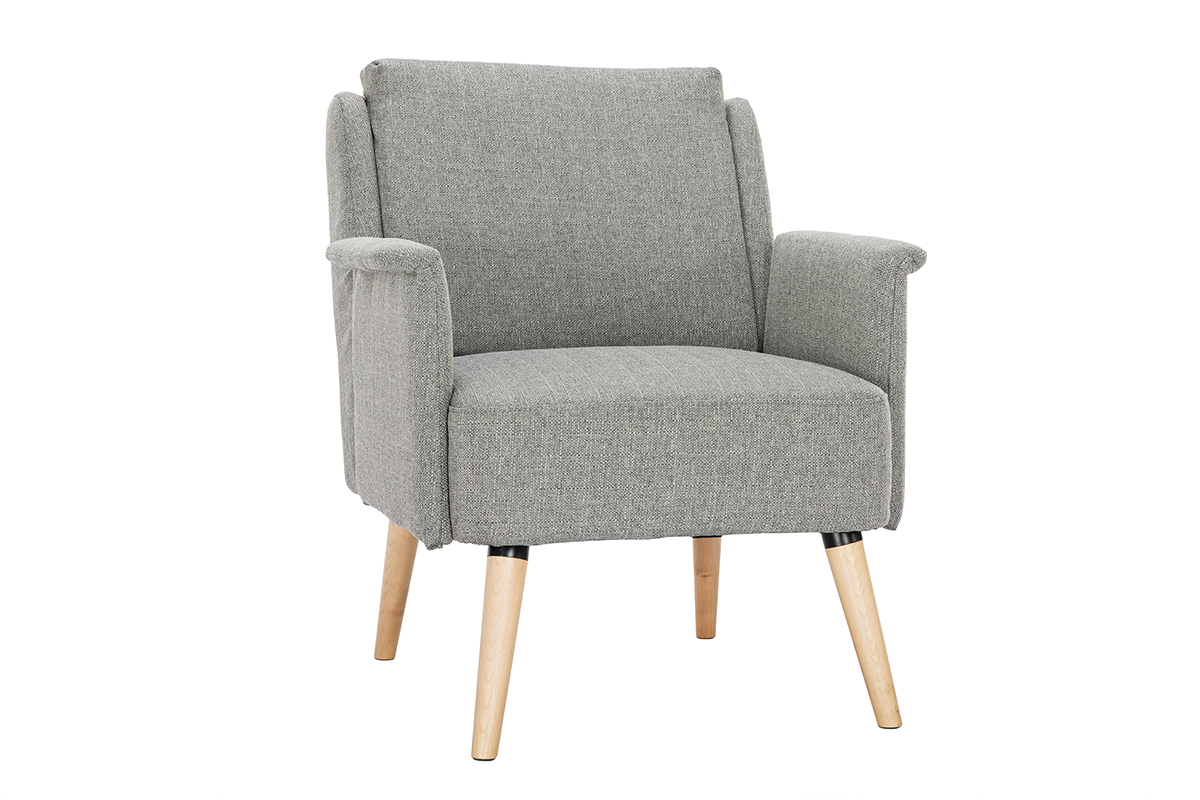 Poltrona scandinava grigio chiaro e legno AEOLA