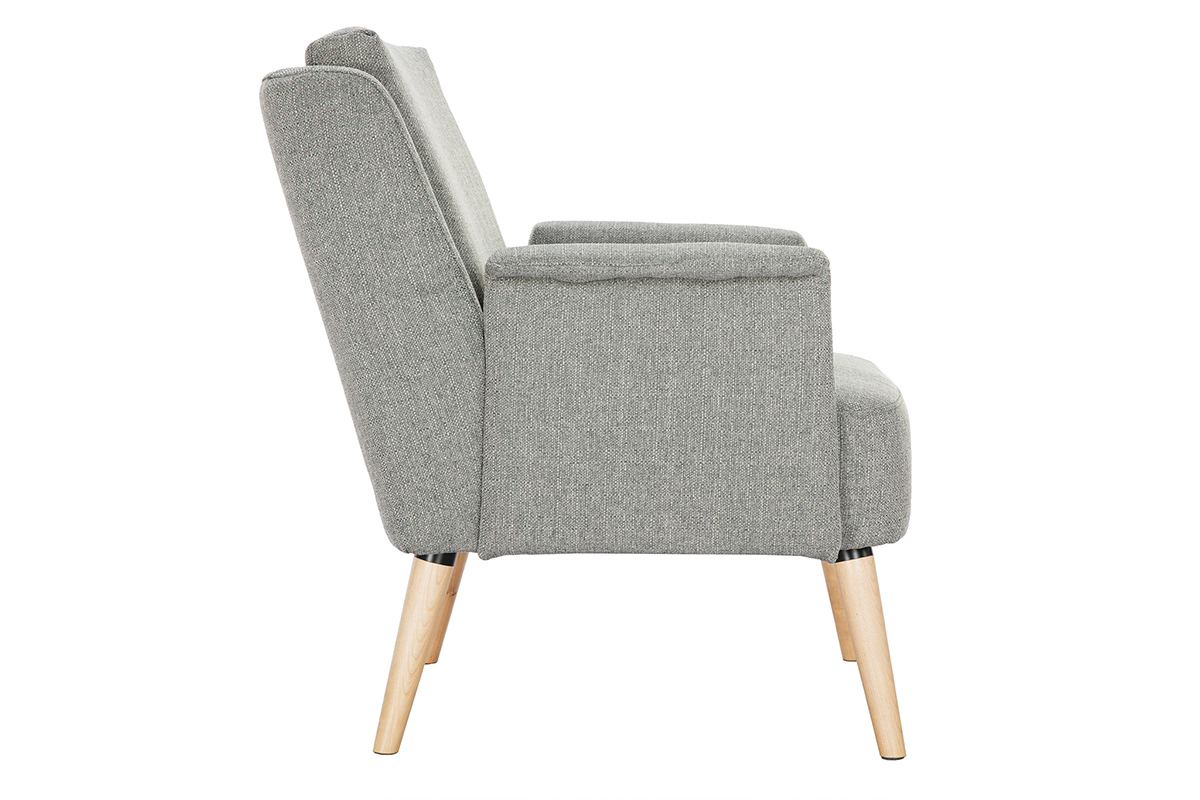 Poltrona scandinava grigio chiaro e legno AEOLA