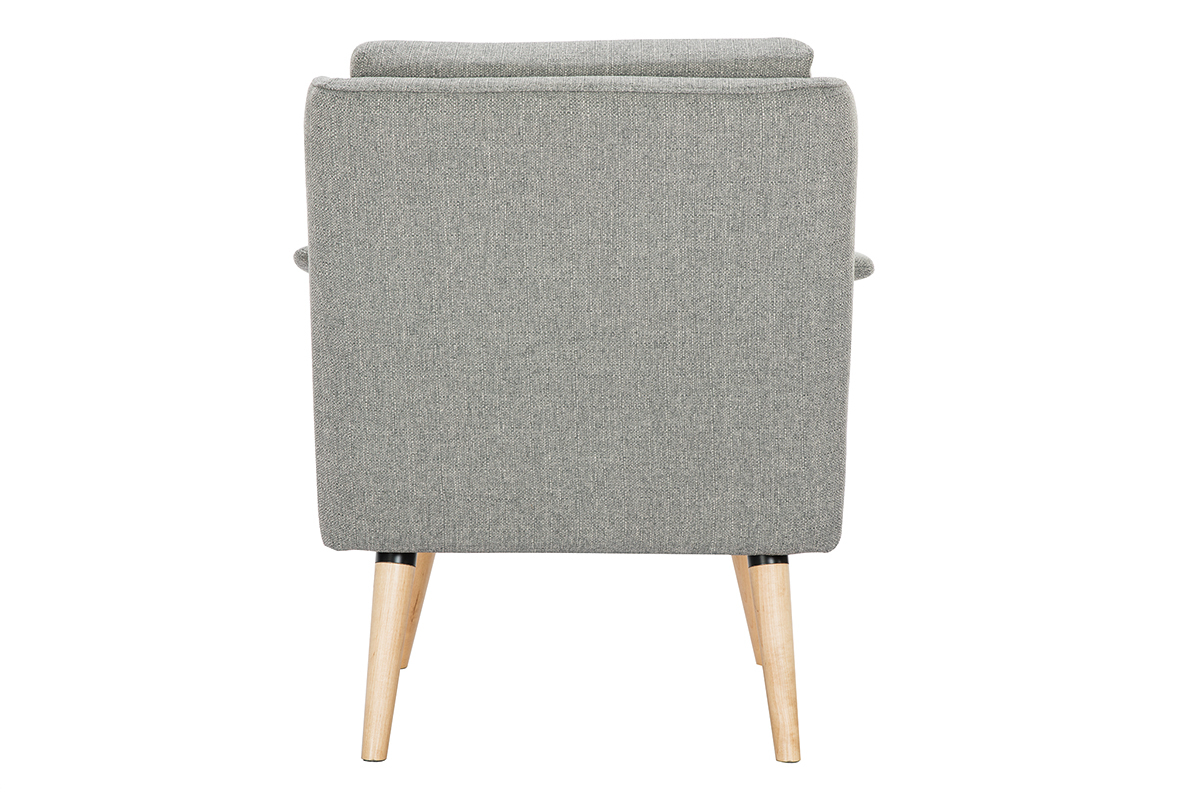 Poltrona scandinava grigio chiaro e legno AEOLA