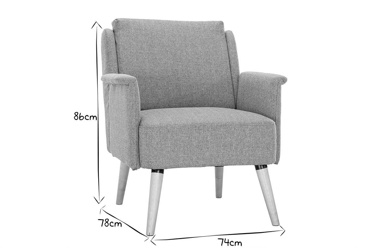Poltrona scandinava grigio chiaro e legno AEOLA