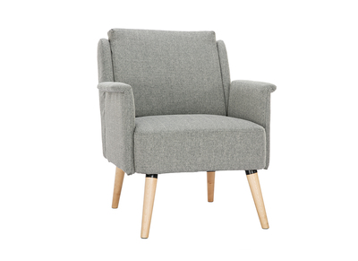Poltrona scandinava grigio chiaro e legno AEOLA - Poltrona scandinava grigio chiaro e legno AEOLA