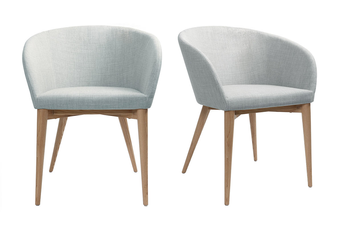 Poltrona scandinava grigio chiaro e legno COPPIA DI 2 DALIA