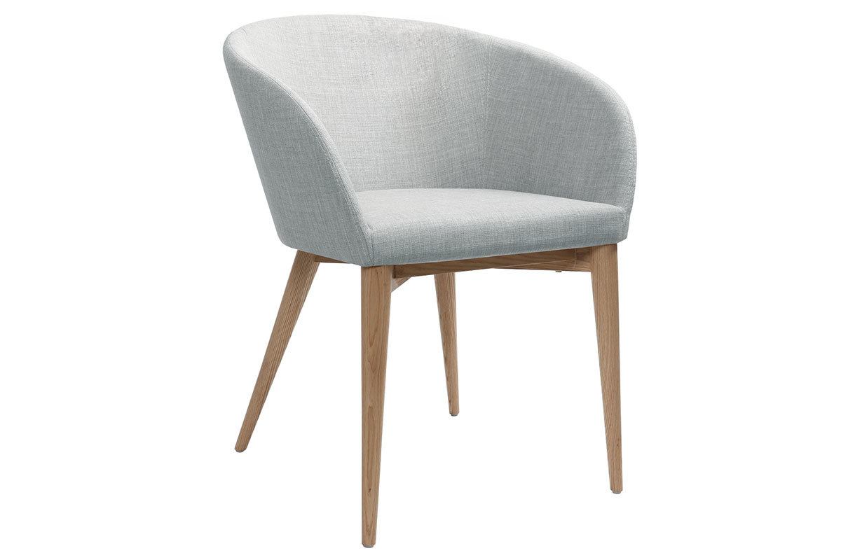 Poltrona scandinava grigio chiaro e legno COPPIA DI 2 DALIA