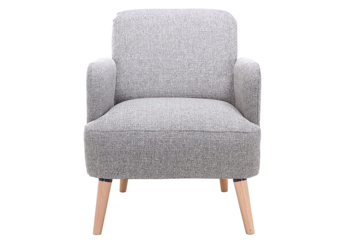 Poltrona scandinava grigio chiaro e legno - ISKO