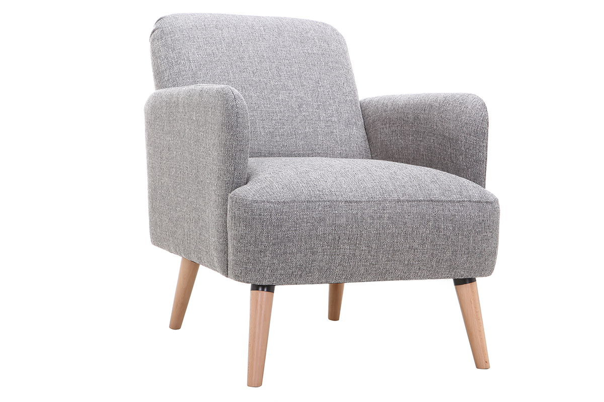 Poltrona scandinava grigio chiaro e legno - ISKO