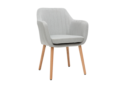 Poltrona scandinava grigio chiaro e piedi in quercia ALEYNA