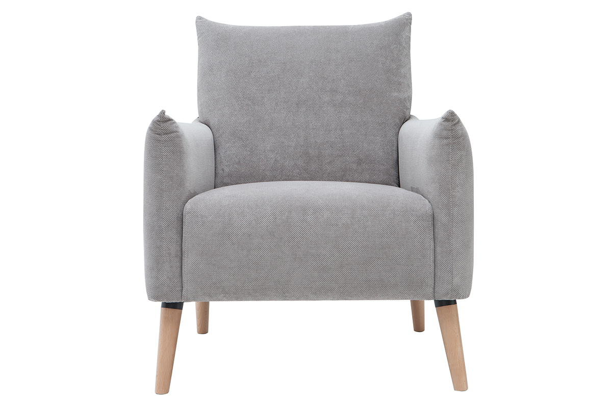 Poltrona scandinava grigio chiaro effetto velluto testurizzato AGAPE