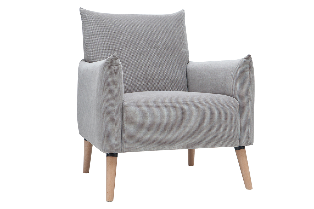 Poltrona scandinava grigio chiaro effetto velluto testurizzato AGAPE