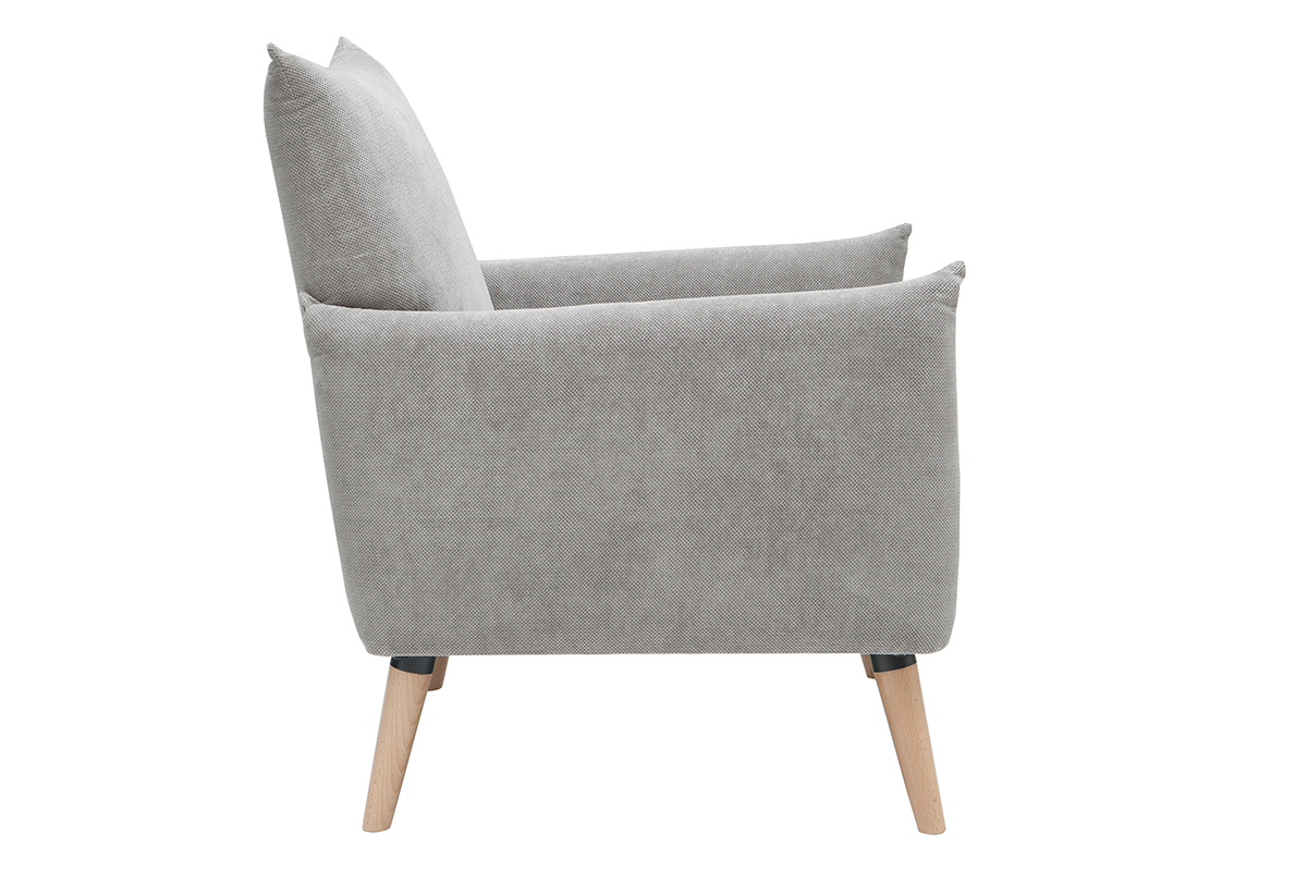 Poltrona scandinava grigio chiaro effetto velluto testurizzato AGAPE