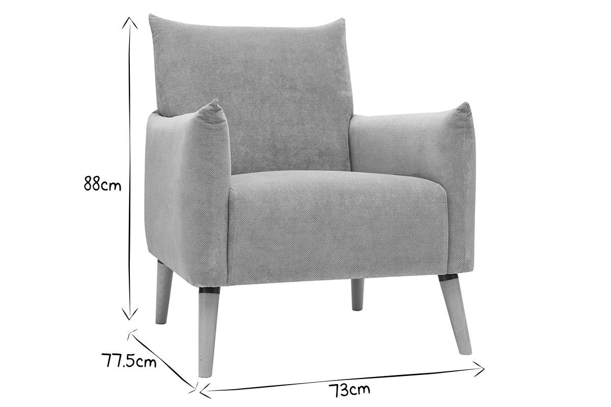 Poltrona scandinava grigio chiaro effetto velluto testurizzato AGAPE