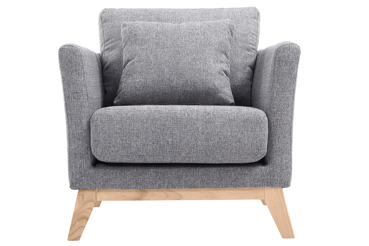 Poltrona scandinava grigio chiaro piedi in legno chiaro OSLO