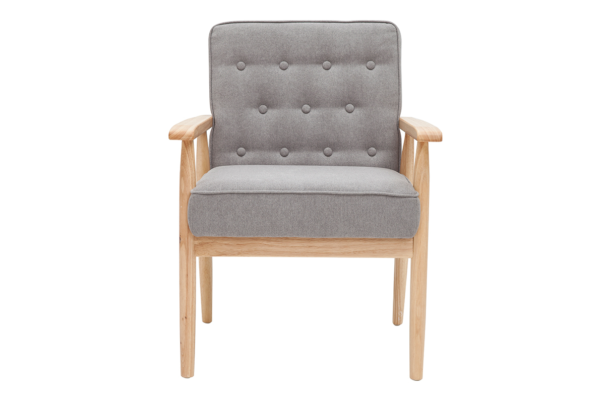 Poltrona scandinava grigio e legno naturale FILIP