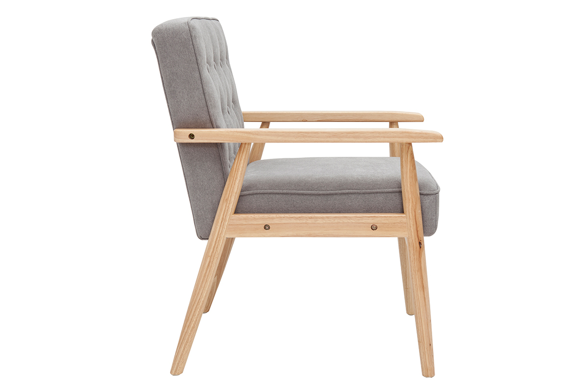 Poltrona scandinava grigio e legno naturale FILIP