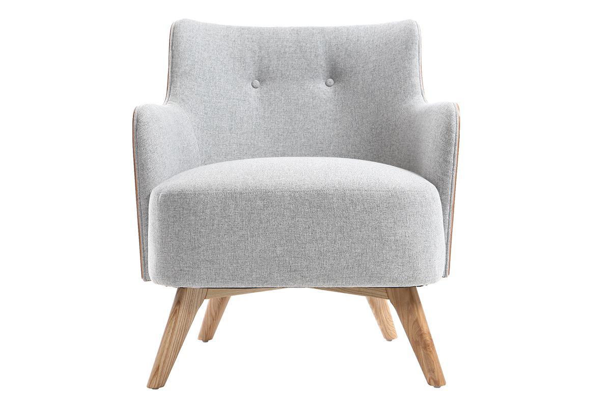 Poltrona scandinava grigio perla piedi legno VALMY