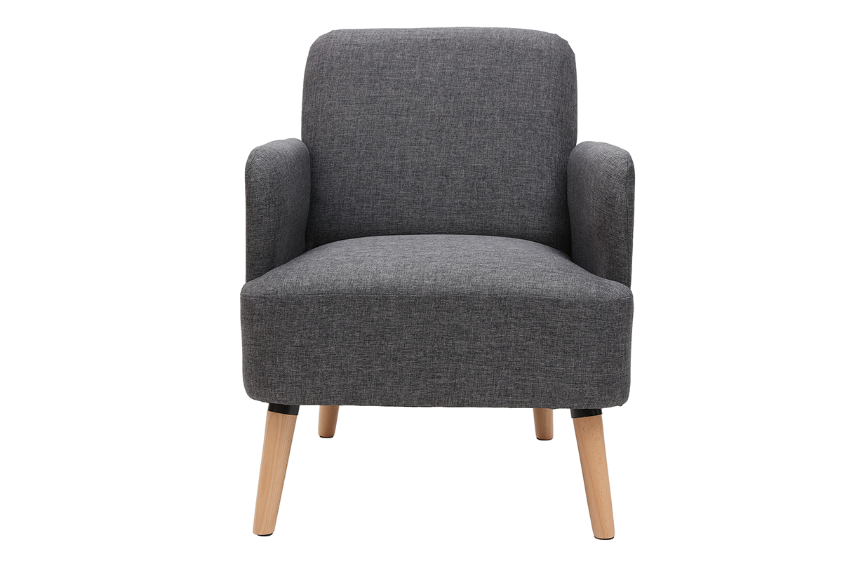 Poltrona scandinava grigio scuro e legno - ISKO