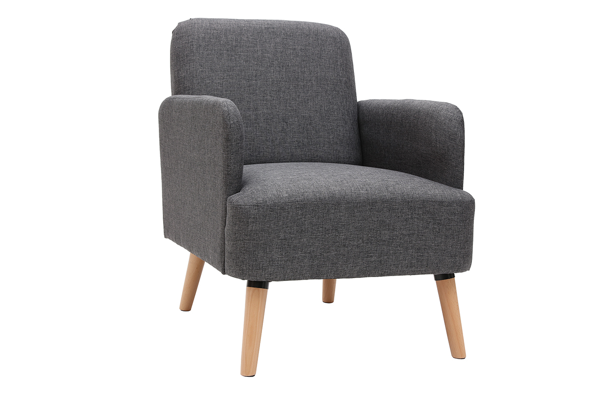 Poltrona scandinava grigio scuro e legno - ISKO