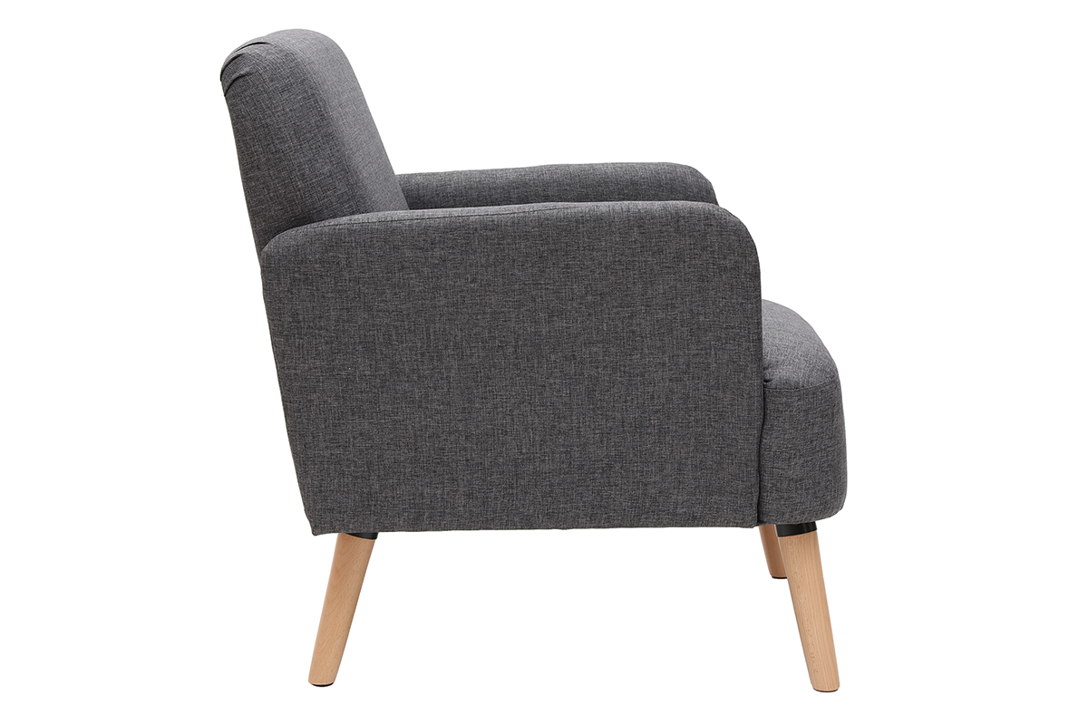 Poltrona scandinava grigio scuro e legno - ISKO