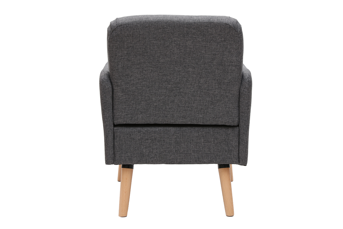 Poltrona scandinava grigio scuro e legno - ISKO