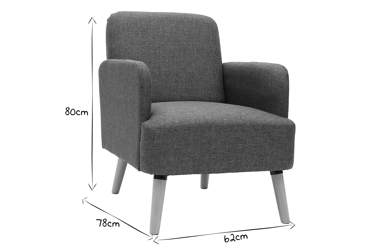 Poltrona scandinava grigio scuro e legno - ISKO