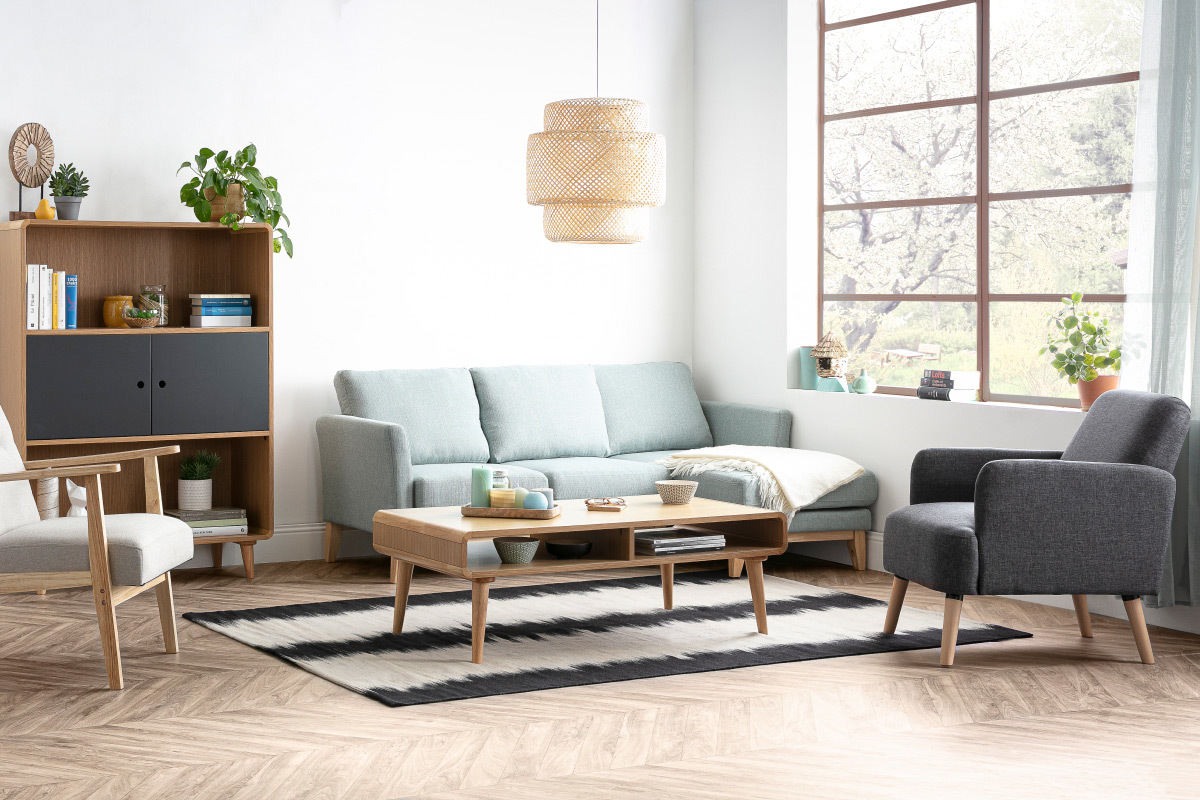 Poltrona scandinava grigio scuro e legno - ISKO