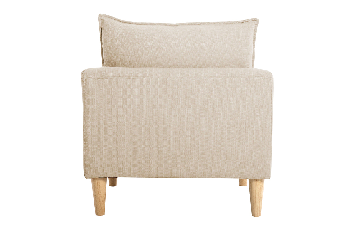 Poltrona scandinava in tessuto beige e massello di hevea KATE
