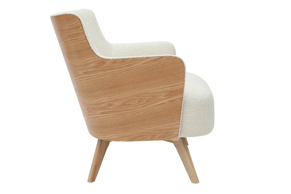 Poltrona Scandinava Ivar In Tessuto Patchwork Multicolore - Design Moderno, Schienale Alto, Legno