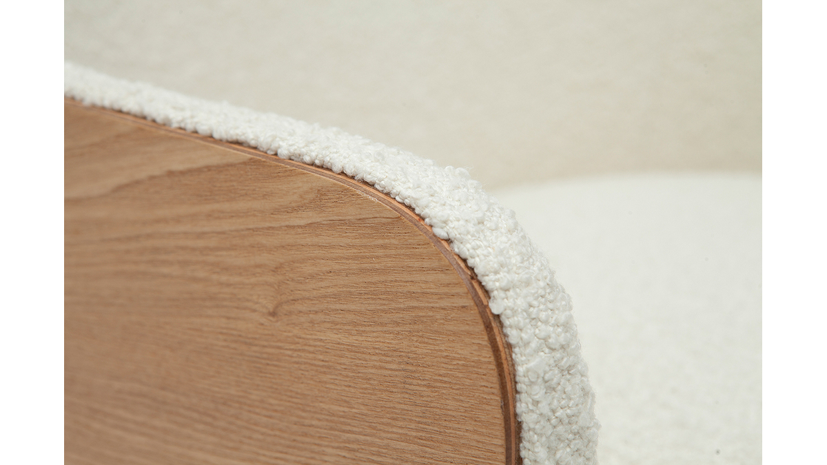 Poltrona scandinava in tessuto effetto lana boucl e legno VALMY