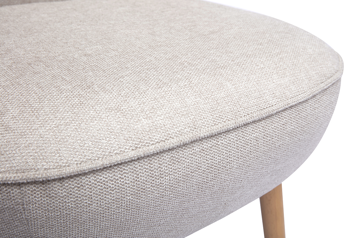 Poltrona scandinava in tessuto effetto velluto beige e legno chiaro AMANITA