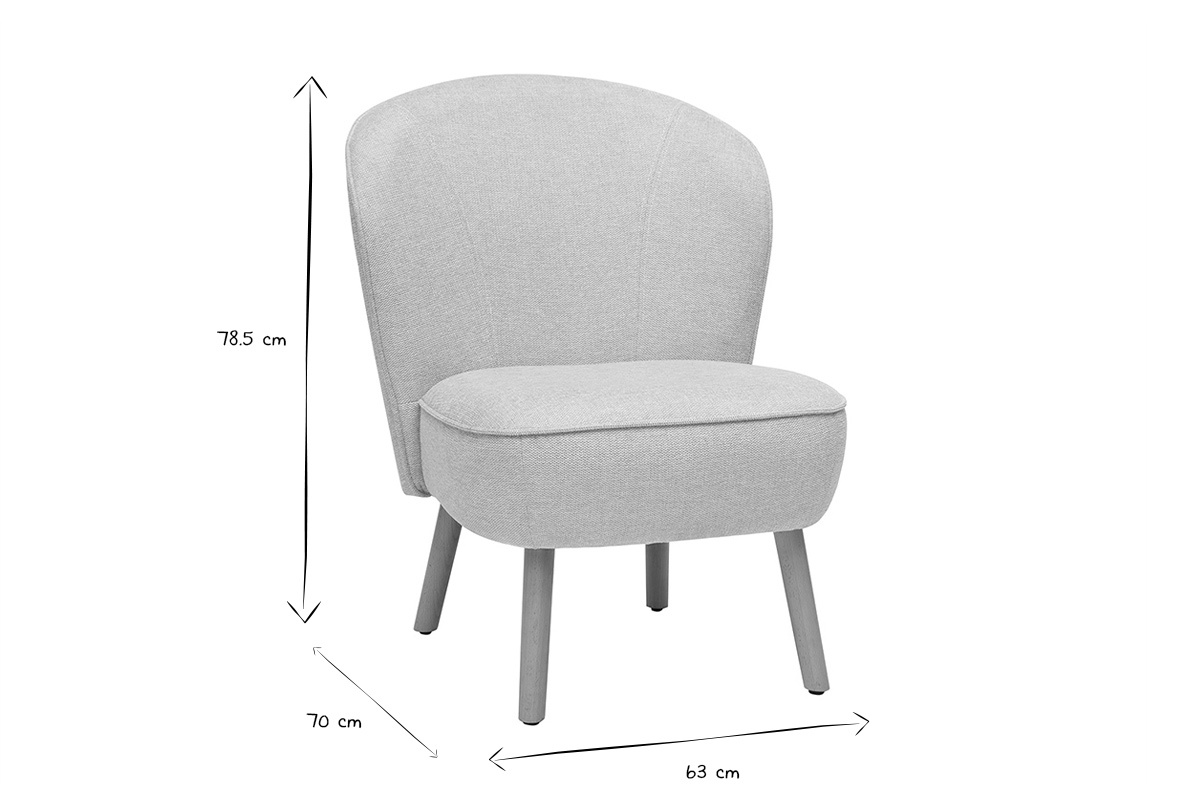 Poltrona scandinava in tessuto effetto velluto beige e legno chiaro AMANITA