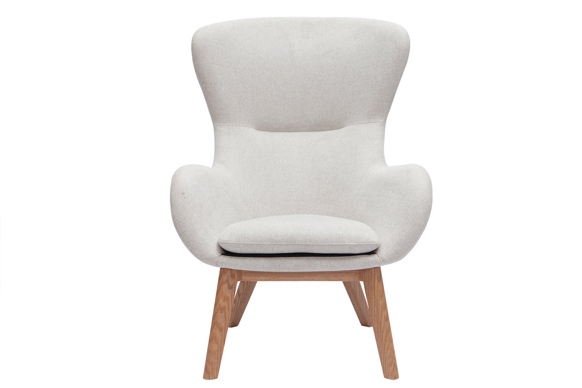 Poltrona scandinava in tessuto effetto velluto effetto velluto beige ESKUA