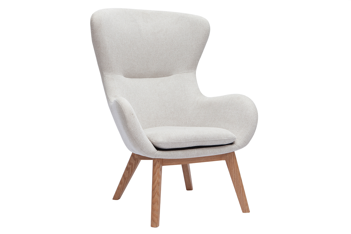 Poltrona scandinava in tessuto effetto velluto effetto velluto beige ESKUA