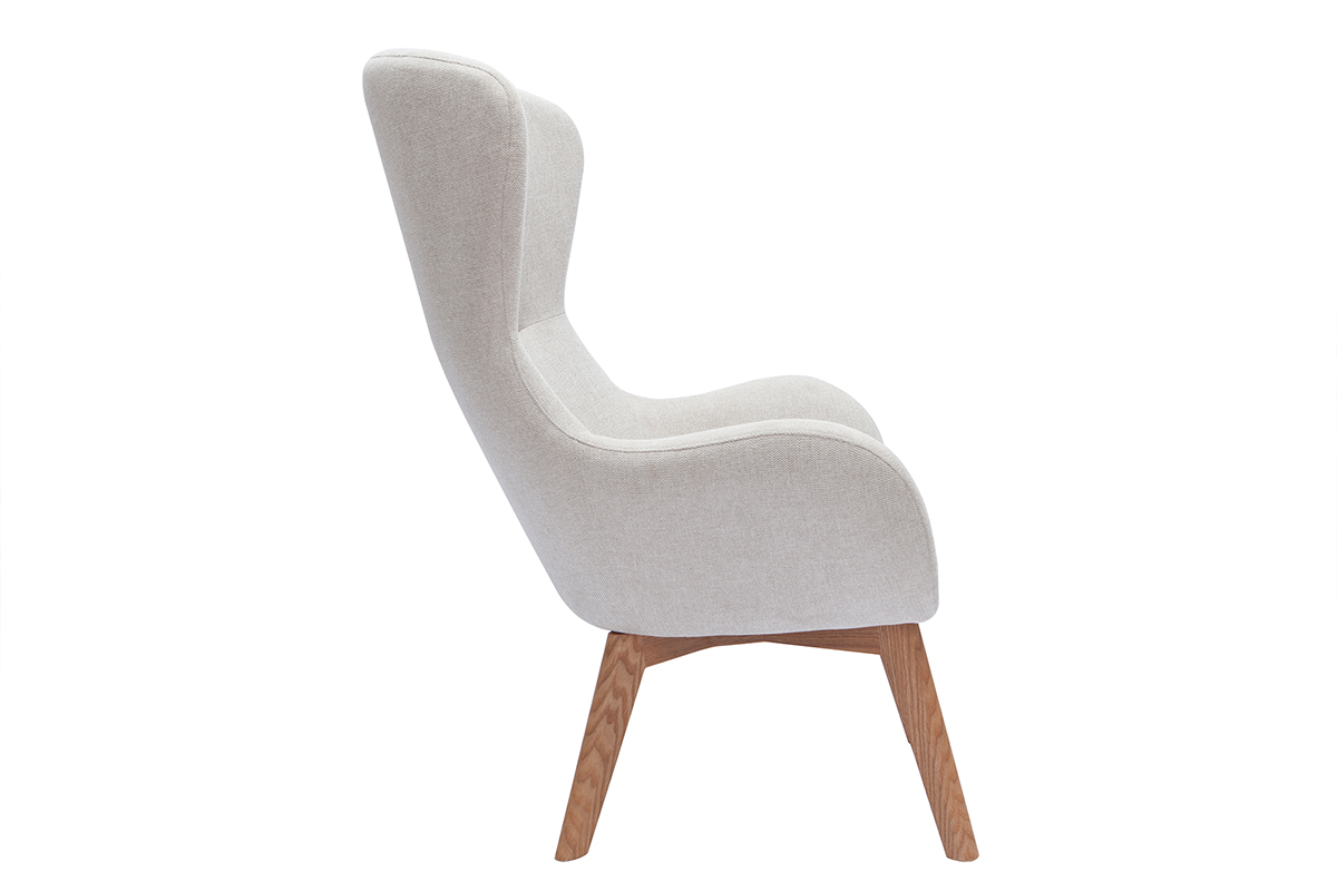Poltrona scandinava in tessuto effetto velluto effetto velluto beige ESKUA