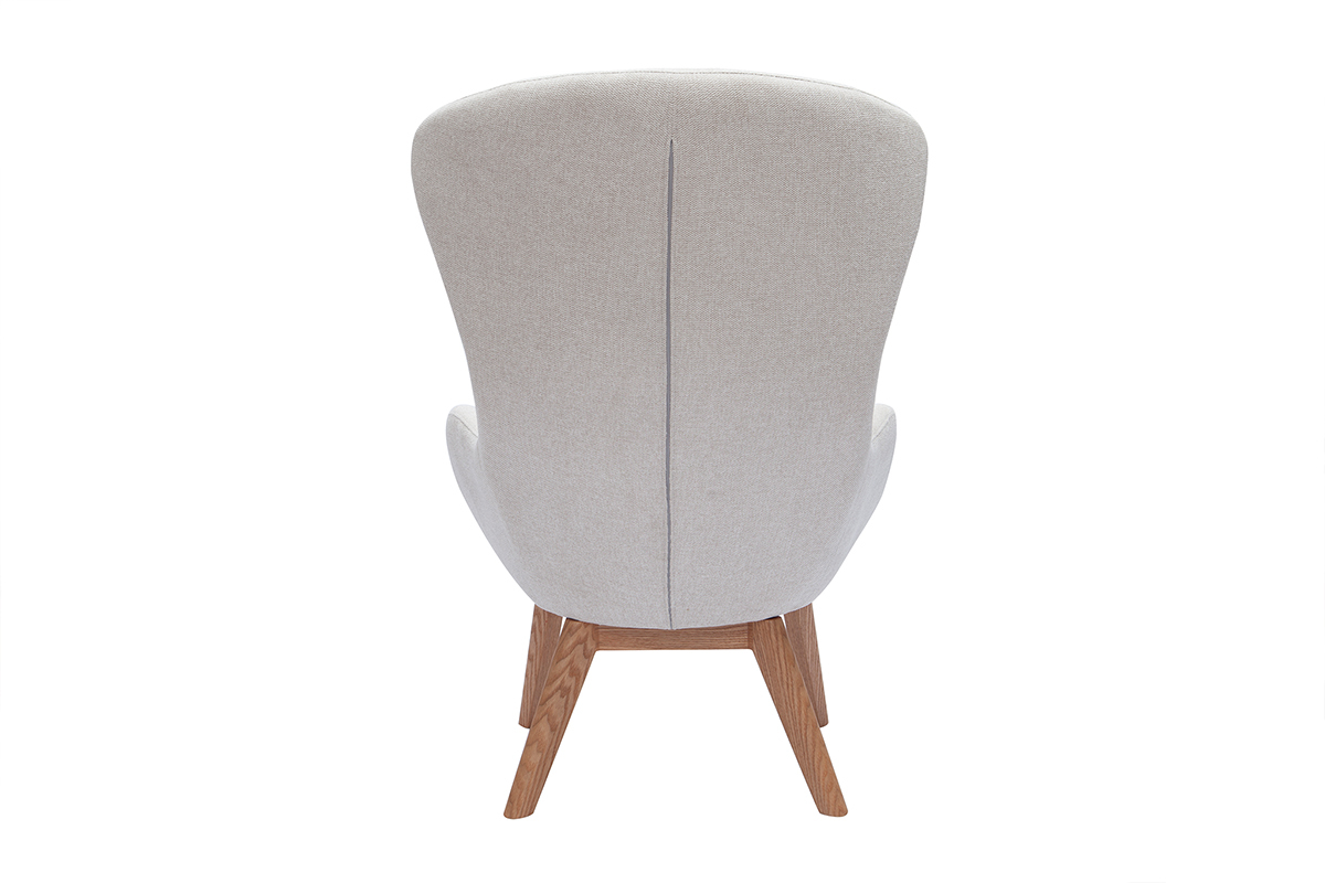 Poltrona scandinava in tessuto effetto velluto effetto velluto beige ESKUA