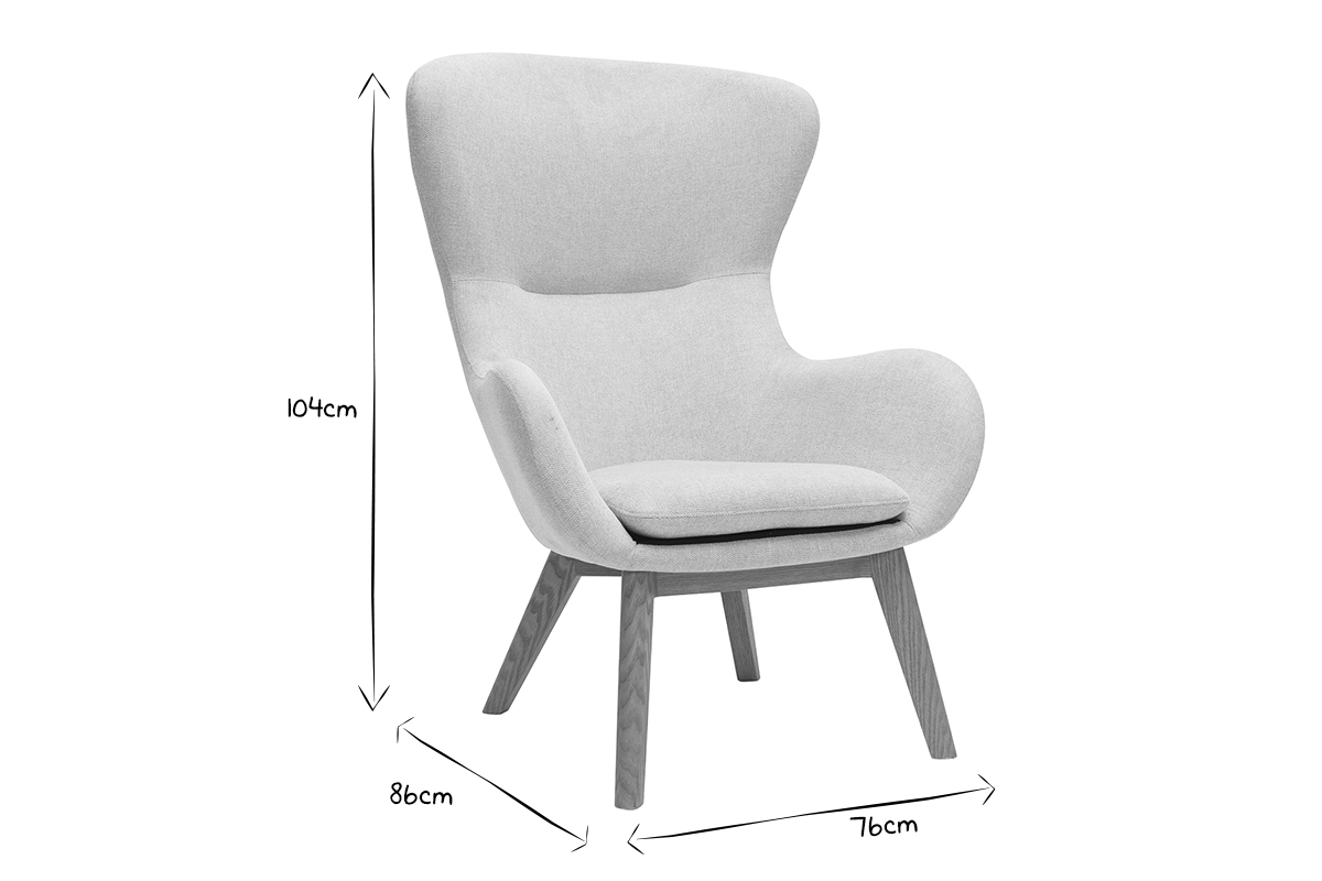 Poltrona scandinava in tessuto effetto velluto effetto velluto beige ESKUA