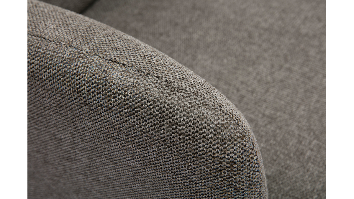 Poltrona scandinava in tessuto effetto velluto testurizzato grigio e legno scuro ISKO